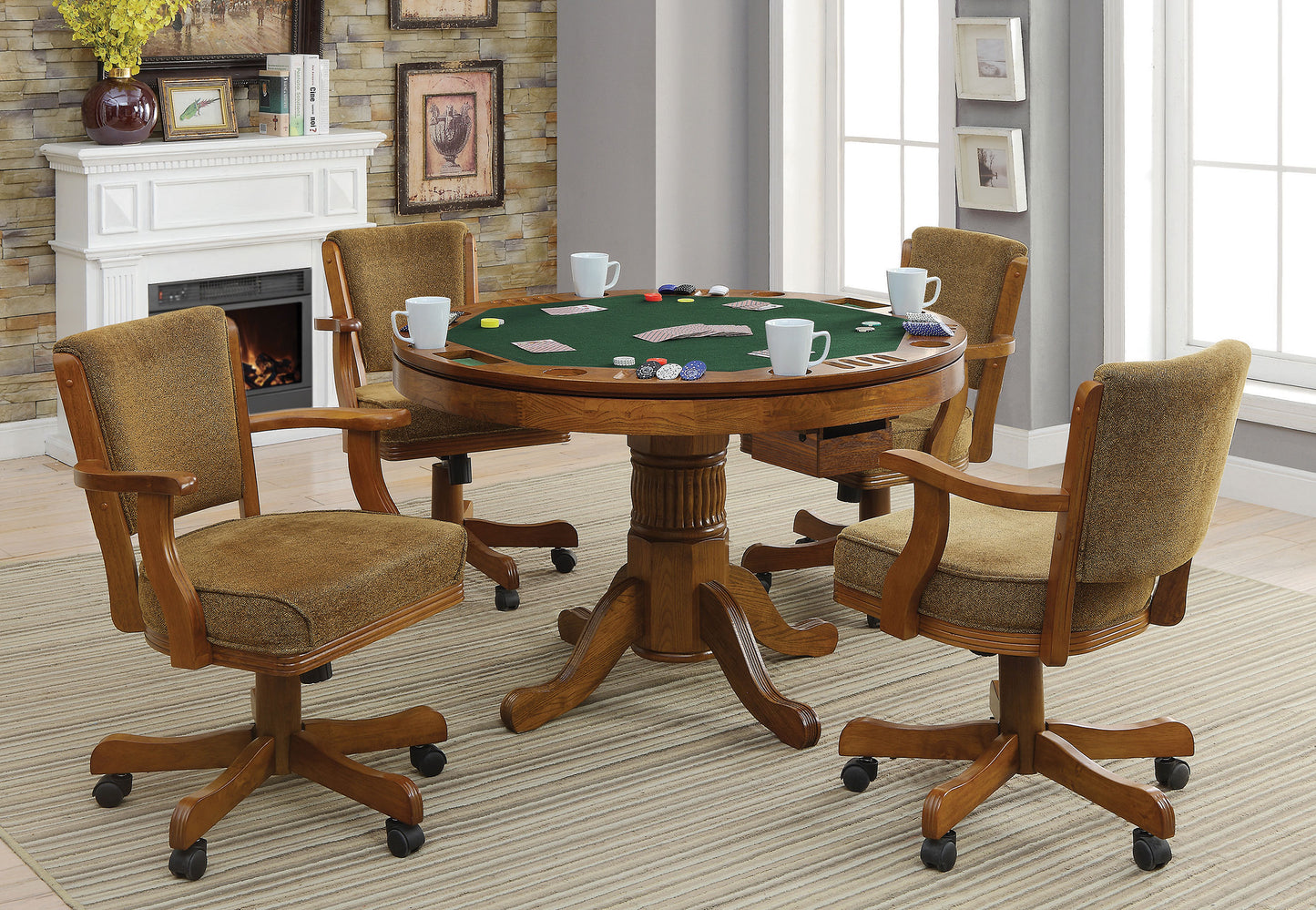 Mitchell Round Dining and Billiard Poker Game Table Amber