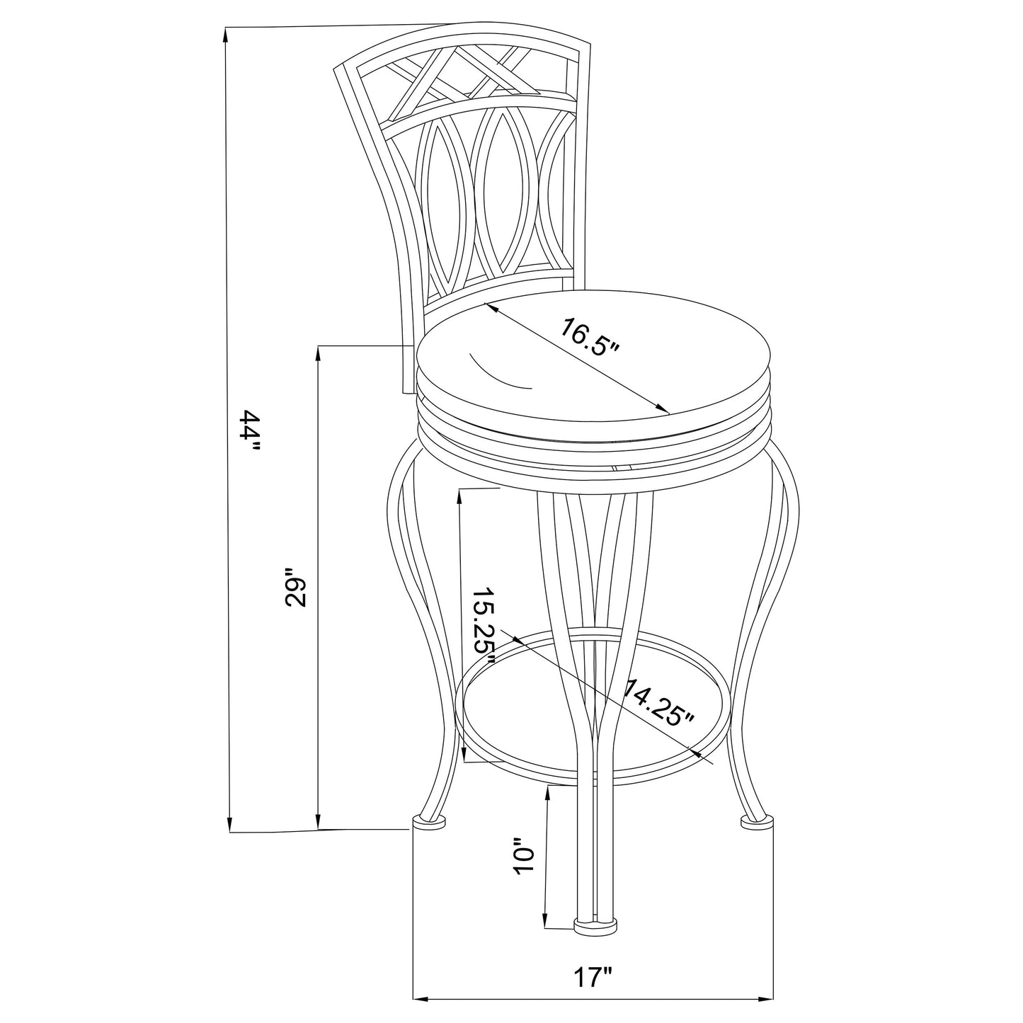 Adamsville Upholstered Swivel Bar Stool Black