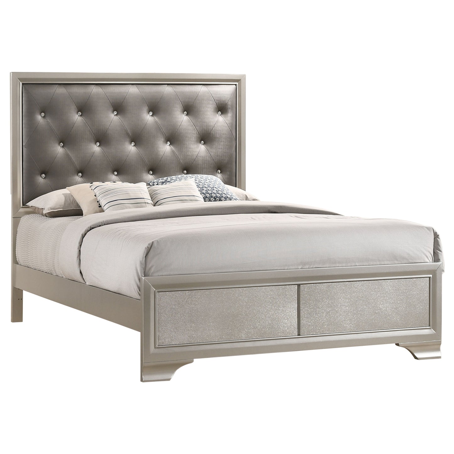 Salford Wood Eastern King Panel Bed Metallic Sterling