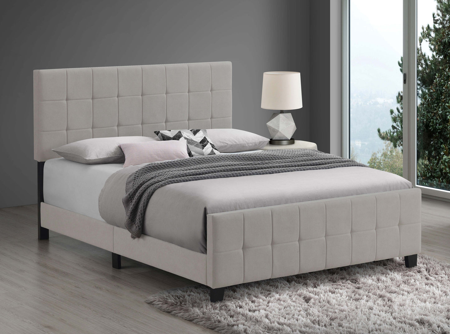 Fairfield Upholstered Eastern King Panel Bed Beige