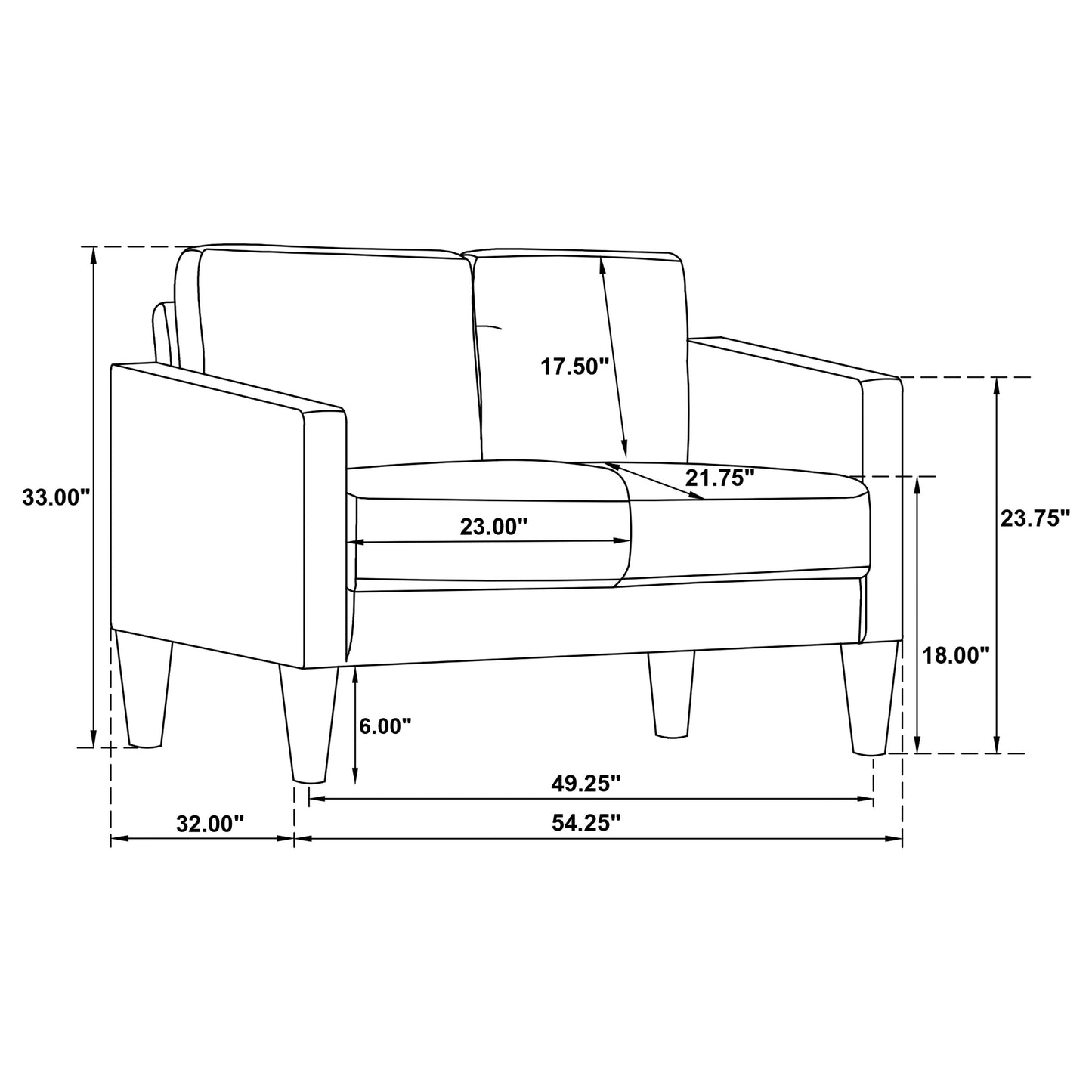 Ruth 3-piece Upholstered Track Arm Sofa Set Black