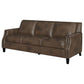 Leaton Upholstered Recessed Arm Sofa Brown Sugar