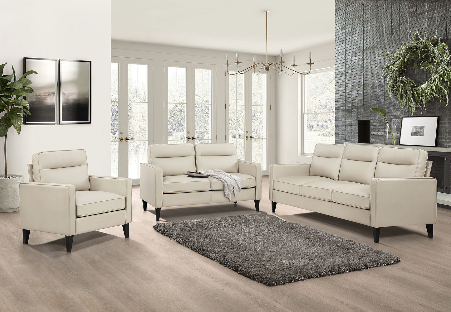 Jonah Upholstered Track Arm Sofa Ivory