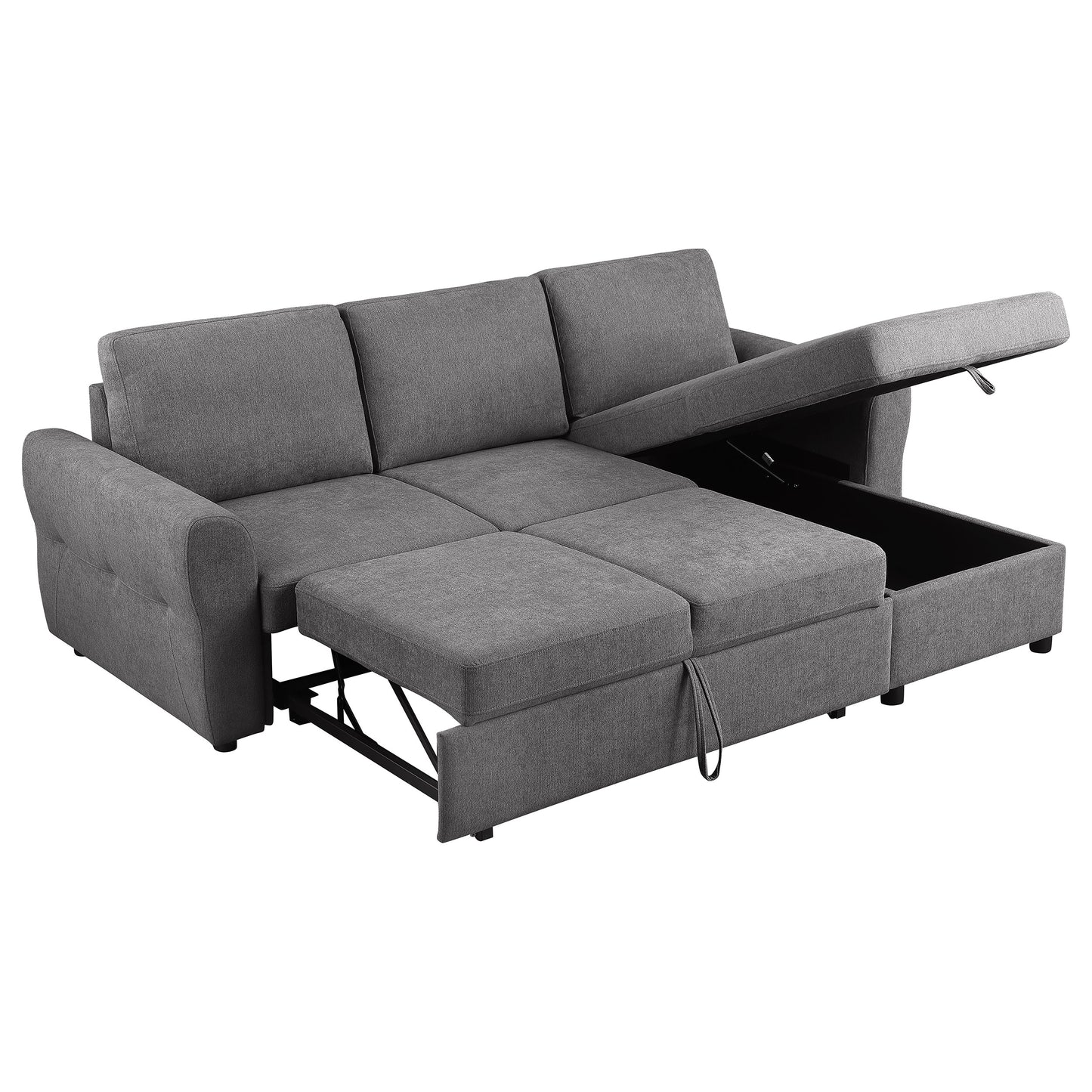 Samantha Upholstered Storage Sleeper Sectional Sofa Grey