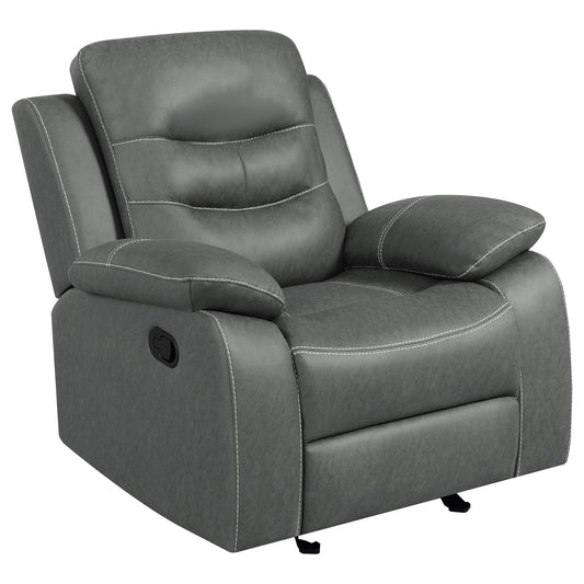 Nova Upholstered Padded Arm Glider Recliner Dark Grey