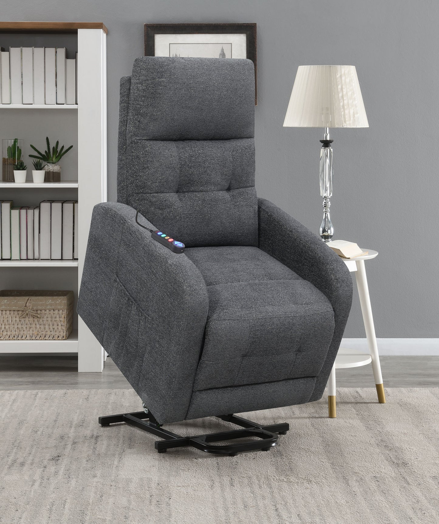 Howie Upholstered Power Lift Massage Chair Charcoal