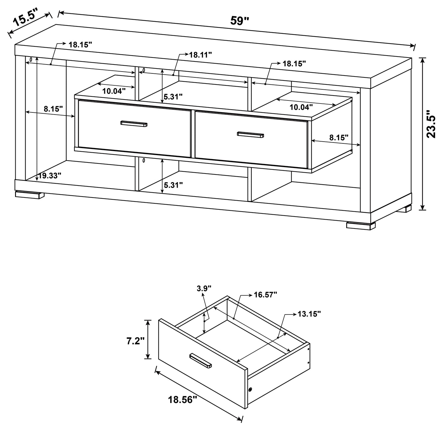 Darien 2-drawer Engineered Wood 59" TV Stand Cappuccino