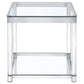 Anne Square Glass Top Acrylic Leg Side End Table Chrome