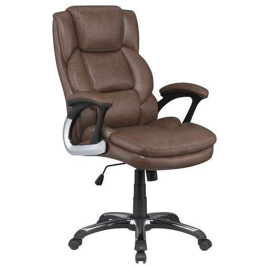 Nerris Upholstered Adjustable Home Office Desk Chair Brown