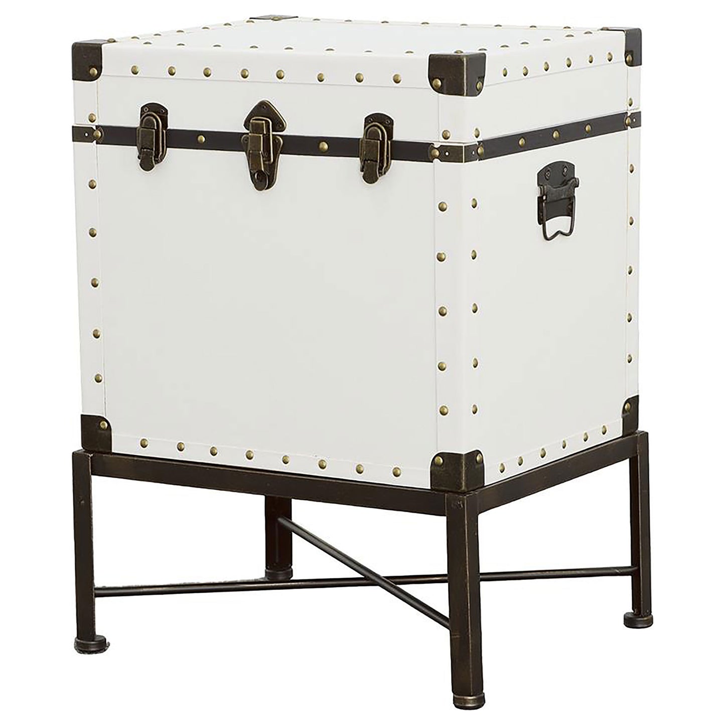 Nancy Upholstered Vintage Side Table Storage Trunk White