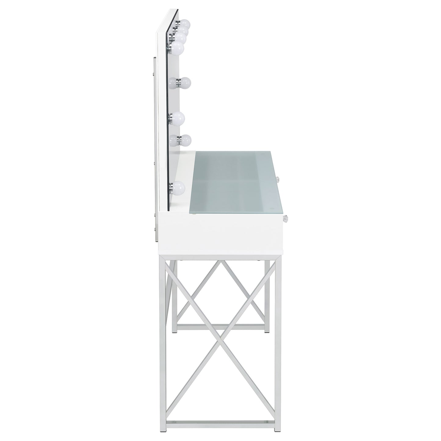 Eliza Vanity Set with Lighting & Stool White and Chrome